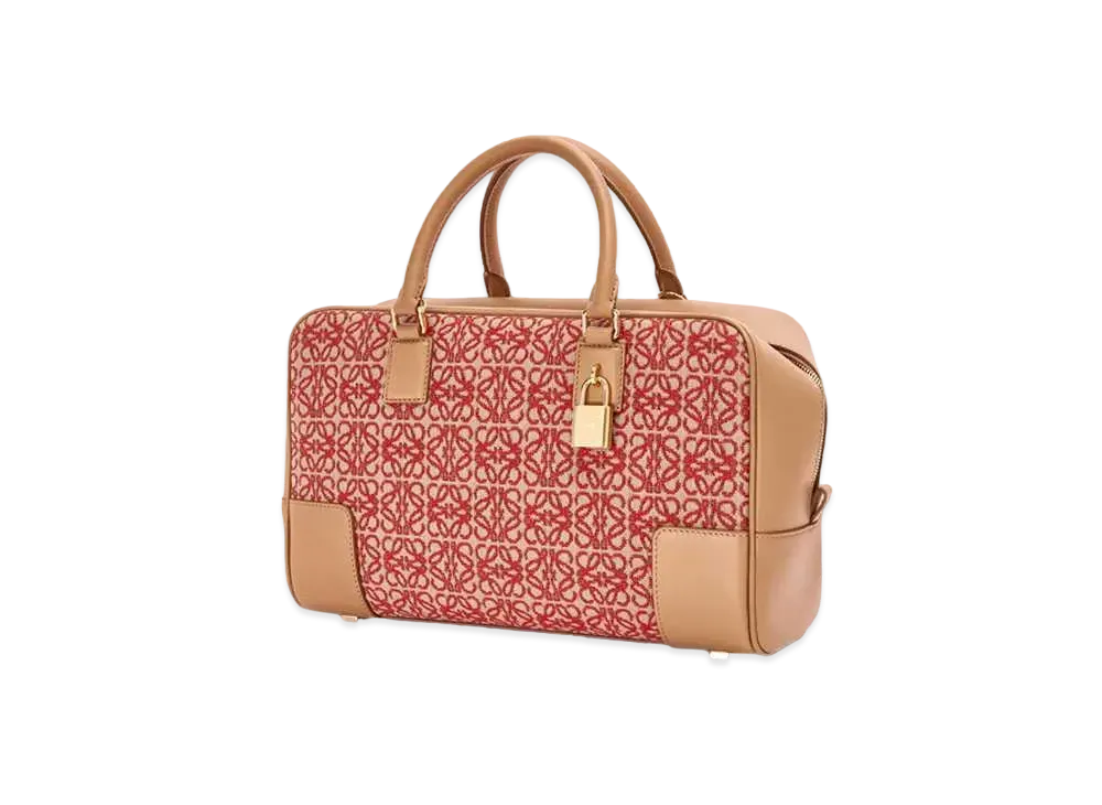 LOEWE Amazona 28 Bag In Jacquard And Calfskin "Red/Warm Desert"