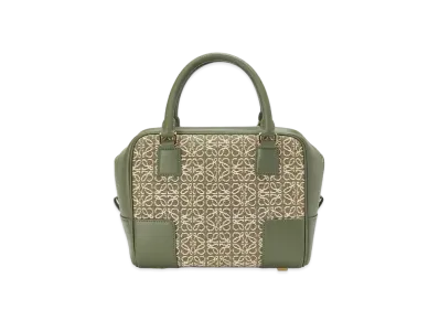 LOEWE Amazona 19 Square Bag In Jacquard And Calfskin "Green/Avocado Green"