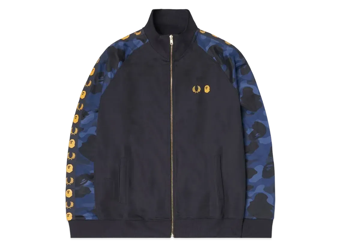 A BATHING APE FRED PERRY TRACK JACKET "Blue Camo"