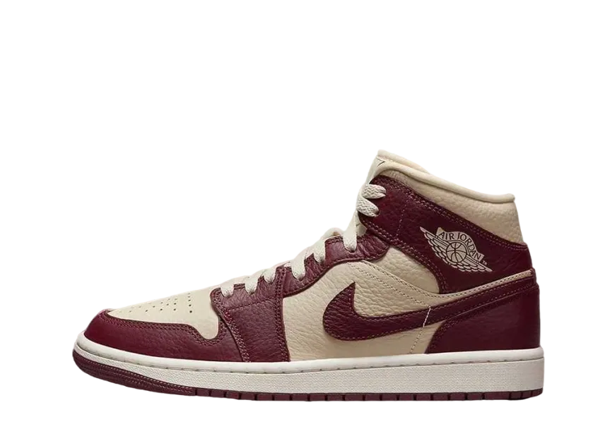 ナイキ ウィメンズ エアジョーダン1 ミッド スプリット "ビーチ チェリーウッド"