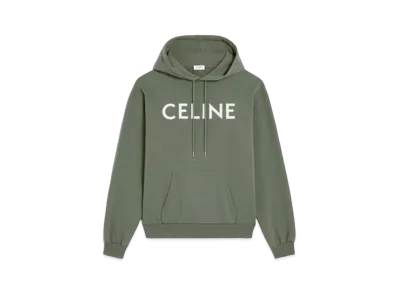 CELINE Loose Hoodie In Cotton Fleece "Khaki/Off White"