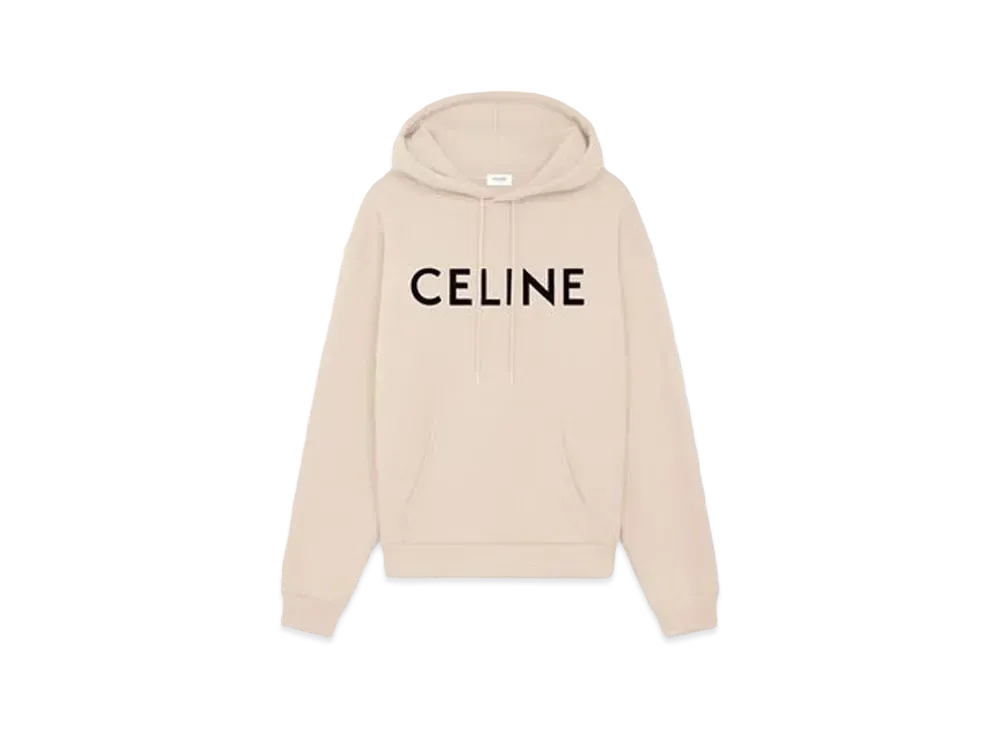 CELINE Loose Hoodie In Cotton Fleece "Champagne/Noir"