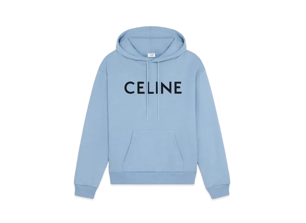 CELINE Loose Hoodie In Cotton Fleece "Washed Blue/Black"