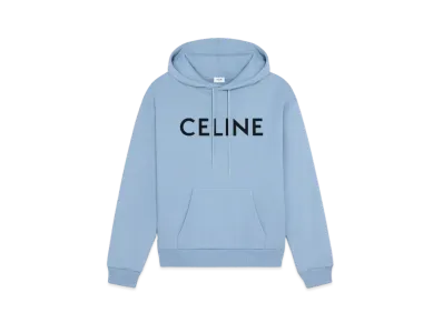 CELINE Loose Hoodie In Cotton Fleece "Washed Blue/Black"