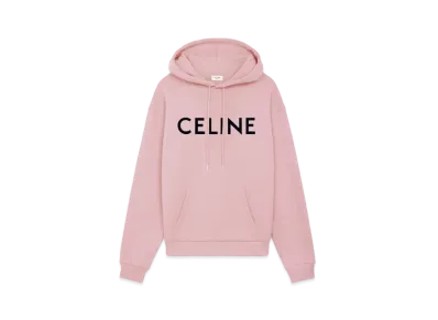 CELINE Loose Hoodie In Cotton Fleece "Vintage Pink/Black"