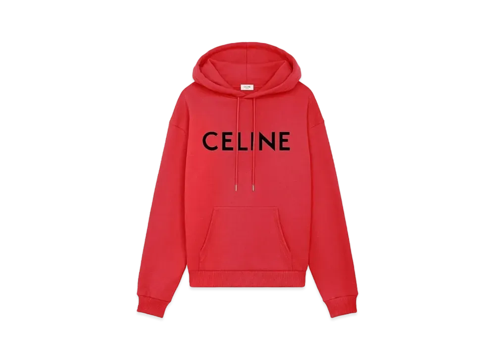 CELINE Loose Hoodie In Cotton Fleece "Intense Red/Black"