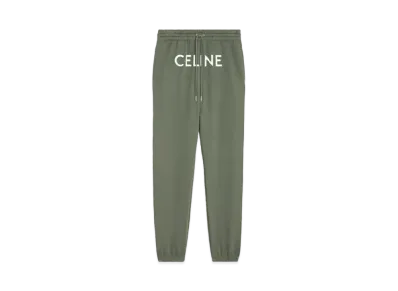 CELINE Track Pants In Cotton Fleece "Khaki/Off White"