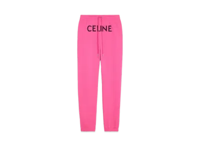 CELINE Track Pants In Cotton Fleece "Cranberry Pink/Black"