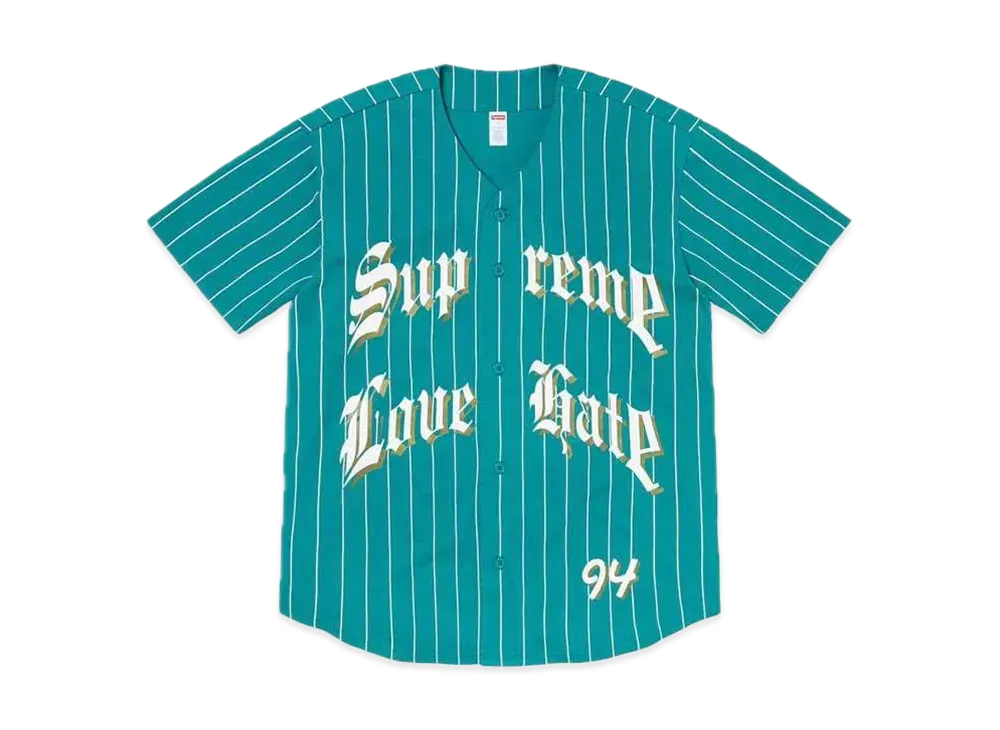 Supreme Love Hate Baseball Jersey "Teal"
