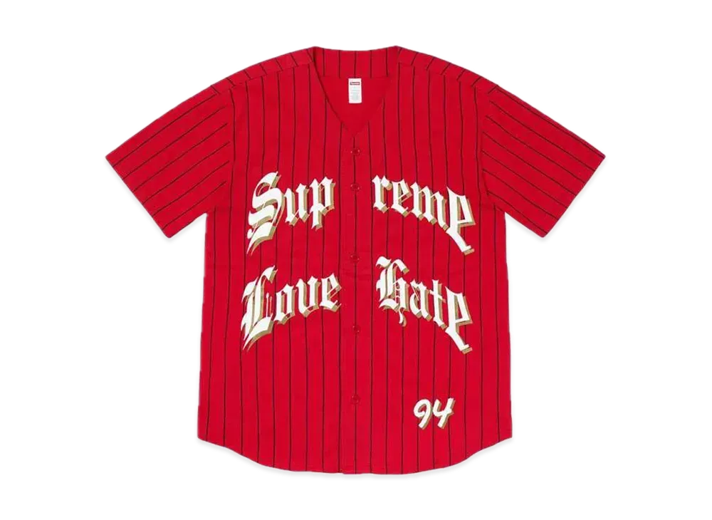Supreme Love Hate Baseball Jersey "Red"