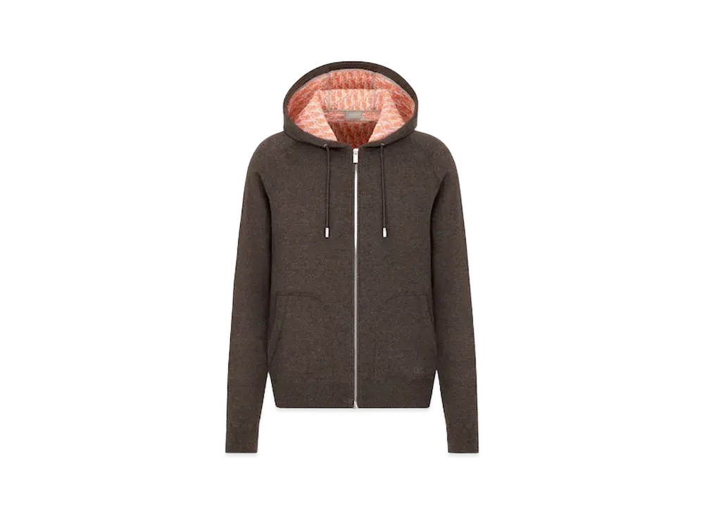 Dior Hooded Sweatshirt Cotton And Cashmere Blend Knit "Brown"