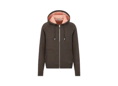 Dior Hooded Sweatshirt Cotton And Cashmere Blend Knit "Brown"