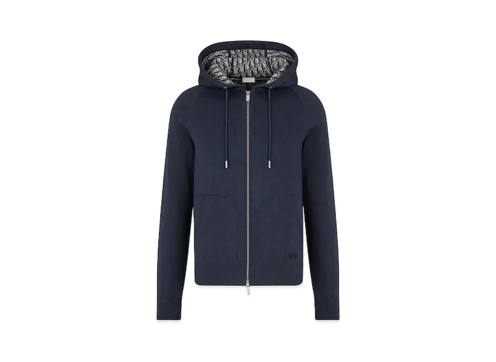 Dior Hooded Sweatshirt Cotton Knit And Cashmere "Navy Blue"