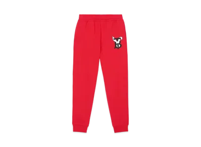 Burberry Rabbit Print Cotton Jogging Pants "Bright Red"