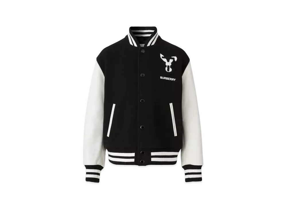 Burberry Rabbit Appliqué Technical Wool Bomber Jacket "Black"