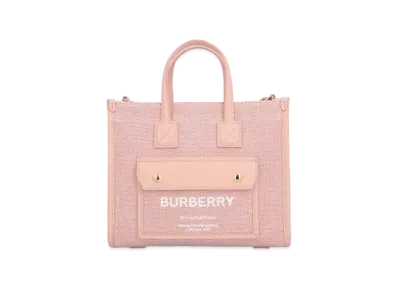 Burberry Two-Tone Canvas And Leather Mini Freya Tote "Bright Red/Dusky Pink"