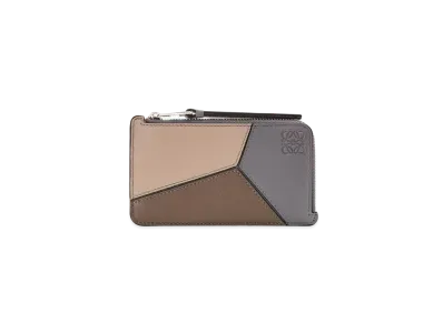 LOEWE Puzzle Coin Cardholder In Classic Calfskin "Grey/Tundra"