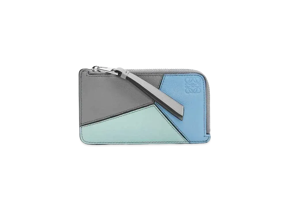 LOEWE Puzzle Coin Cardholder In Classic Calf "Asphalt Gray/Olympic Blue"