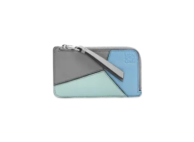 LOEWE Puzzle Coin Cardholder In Classic Calf "Asphalt Gray/Olympic Blue"