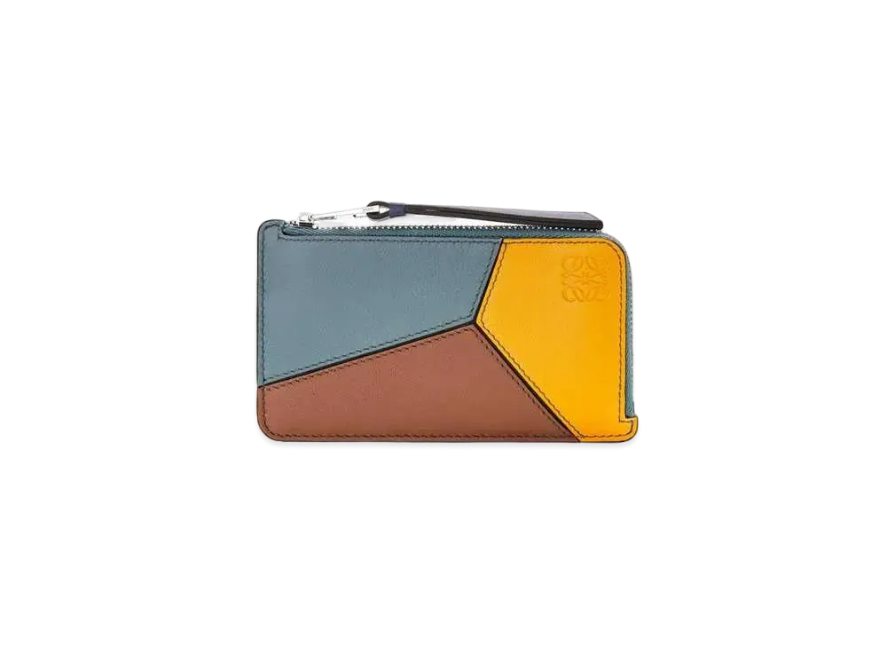 LOEWE Puzzle Coin Cardholder In Classic Calfskin "Yellow Mango/Tan"