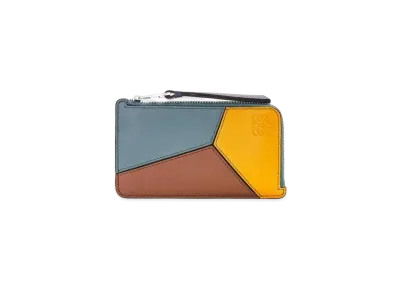 LOEWE Puzzle Coin Cardholder In Classic Calfskin "Yellow Mango/Tan"