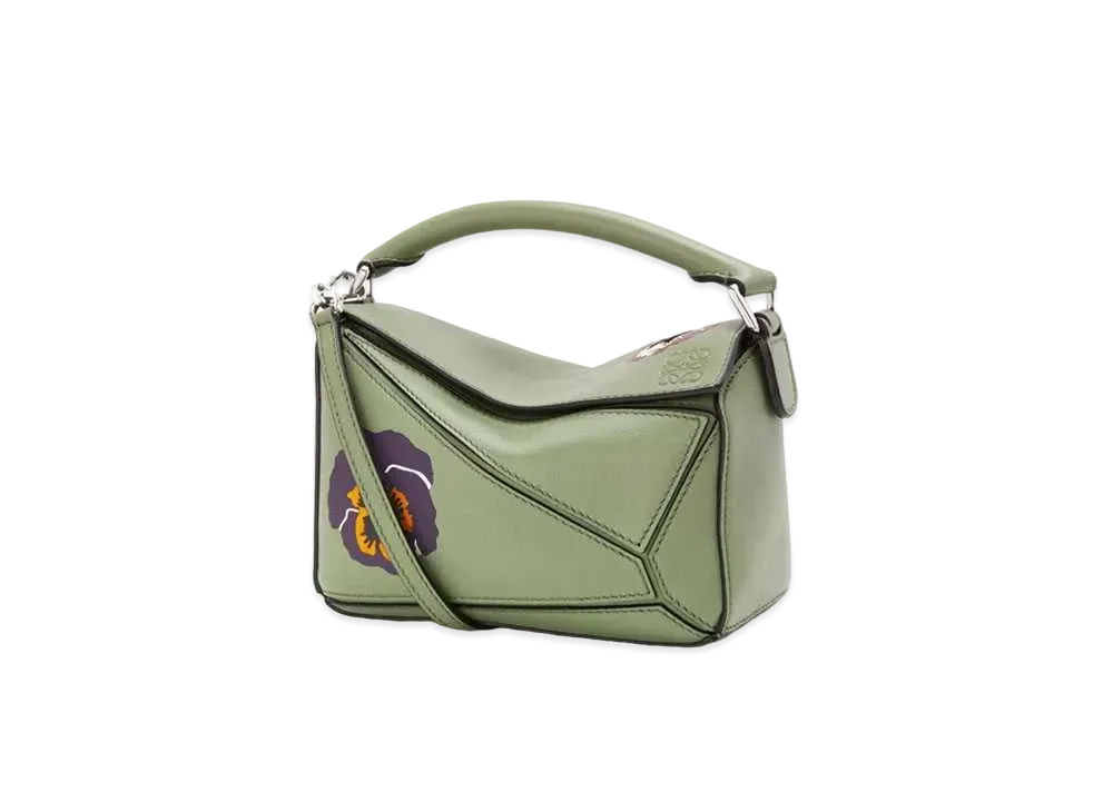LOEWE Pansies Mini Puzzle Bag In Classic Calfskin "Rosemary"