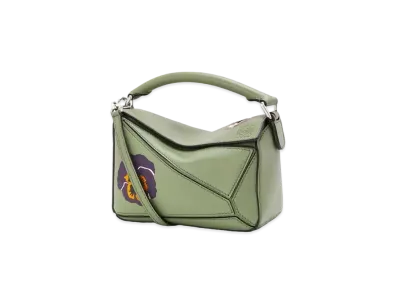 LOEWE Pansies Mini Puzzle Bag In Classic Calfskin "Rosemary"