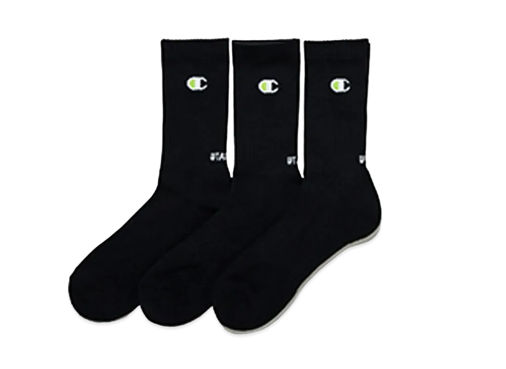 Wtaps x Champion Academy Sox 3 Pack "Black"