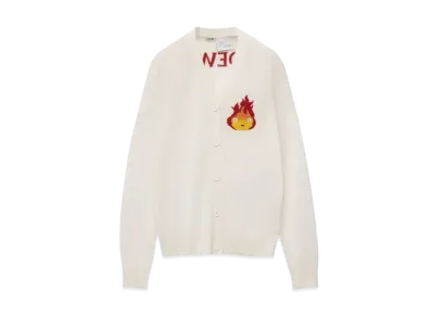 LOEWE x Howl's Moving Castle Calcifer Cardigan In Wool "Ecru"