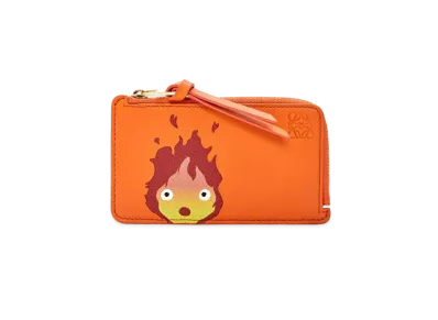 LOEWE x Howl's Moving Castle Calcifer Coin Cardholder In Classic Calfskin Online Exclusive "Orange"