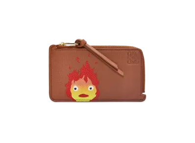 LOEWE x Howl's Moving Castle Calcifer Coin Cardholder In Classic Calfskin "Rust"