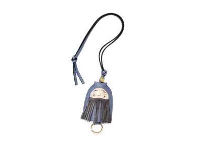 LOEWE x Howl's Moving Castle Markl Key Fob Charm In Classic Calfskin and Brass "Blueberry"
