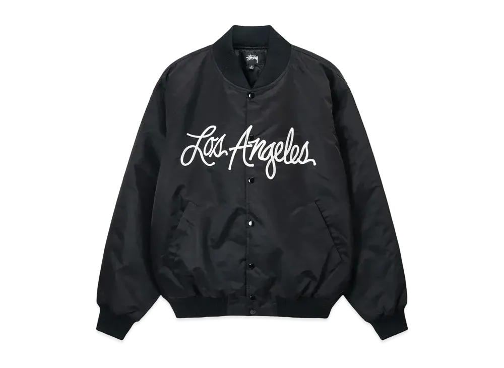Stussy La Chapter Satin Varsity Jacket "Black"