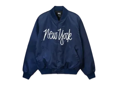 Stussy La Chapter Satin Varsity Jacket "Navy"