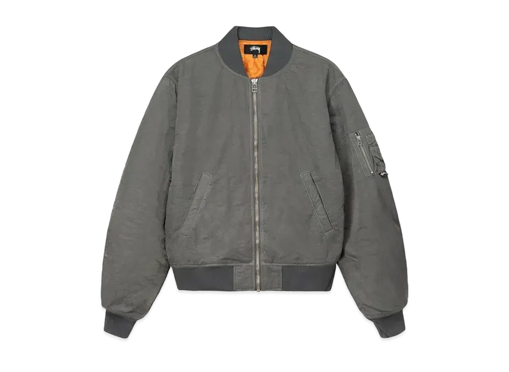 Stussy Dyed Nylon Bomber "Charcoal"