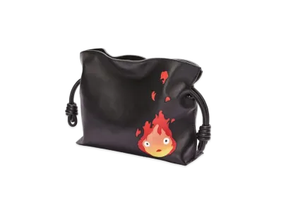 LOEWE x Howl's Moving Castle Calcifer Mini Flamenco Cutch In Nappa Calfskin "Black"