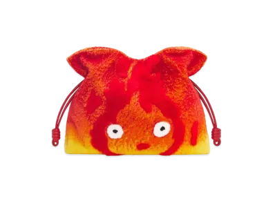 LOEWE x Howl's Moving Castle Calcifer XL Flamenco Clutch In Shearling "Red"