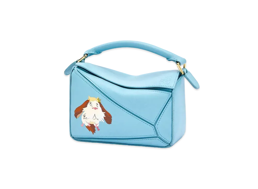 LOEWE x Howl's Moving Castle Heen Mini Puzzle Bag In Satin Calfskin "Light Blue"