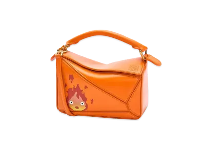 LOEWE x Howl's Moving Castle Calcifer Mini Puzzle Bag In Satin Calfskin Online Exclusive "Orange"