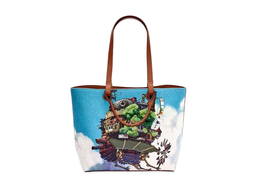 LOEWE x Howl's Moving Castle Moving Castle Anagram Tote Bag In Canvas and Calfskin "Multicolor"