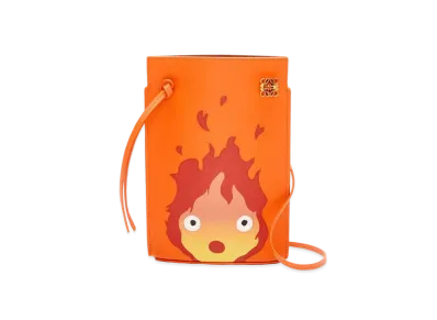 LOEWE x Howl's Moving Castle Calcifer Dice Pocket In Classic Calfskin "Orange" C643R12X02 0010803724