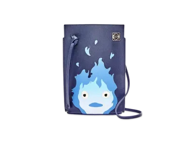 LOEWE x Howl's Moving Castle Calcifer Dice Pocket In Classic Calfskin "Marine"