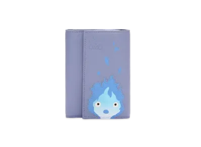 LOEWE x Howl's Moving Castle Calcifer Small Vertical Wallet In Classic Calfskin "Blueberry"
