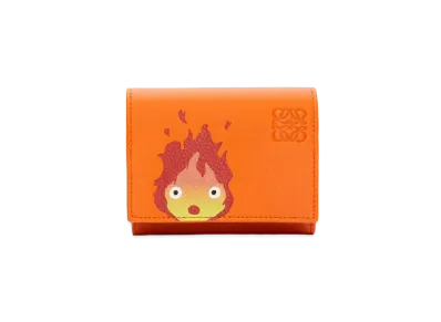 LOEWE x Howl's Moving Castle Calcifer Trifold Wallet In Classic Calfskin "Orange"