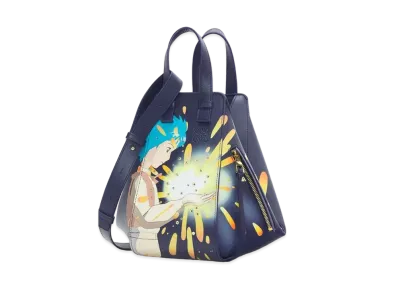 LOEWE x Howl's Moving Castle Magical Sky Small Hammock Bag In Satin Calfskin "Marine"