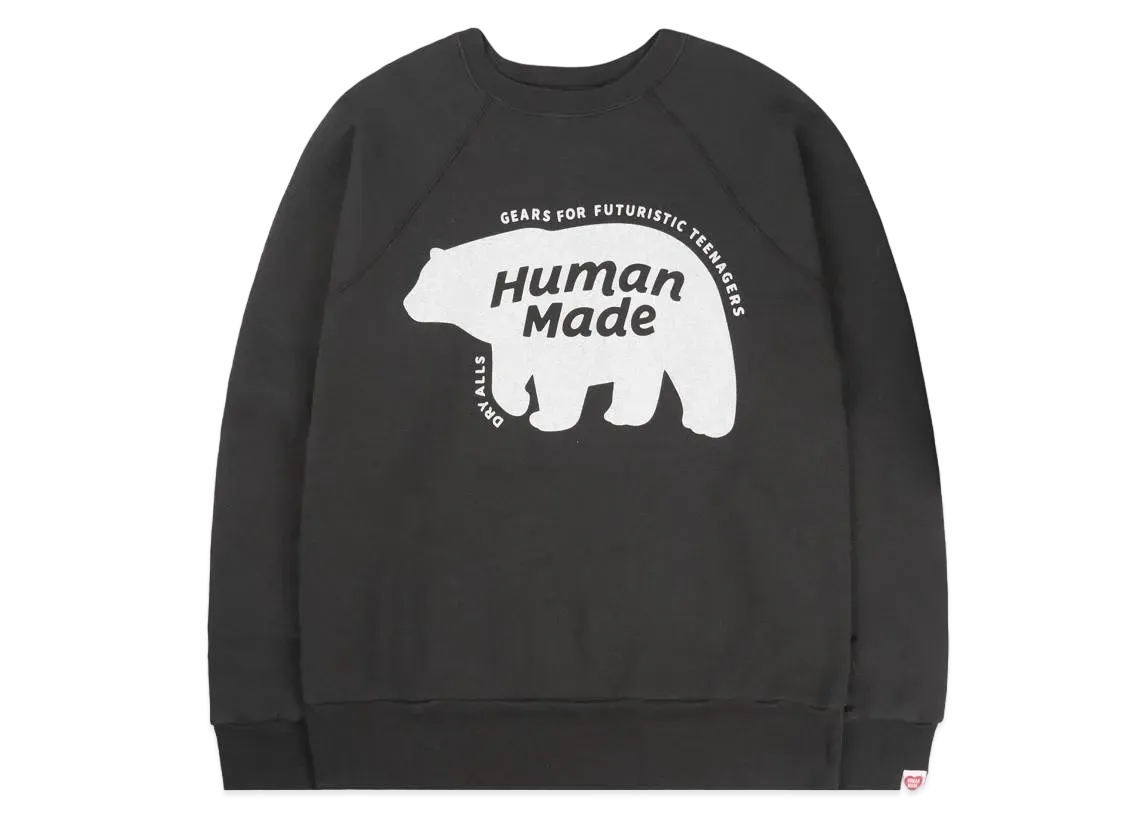 HUMAN MADE RAGLAN CREW NECK SWEATSHIRT "Black" HM24CS019