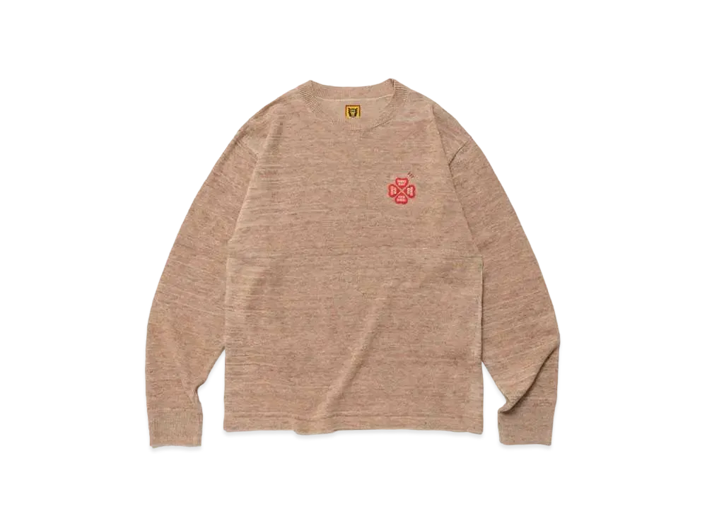 HUMAN MADE Linen-Blend Knit Sweater "Pink"