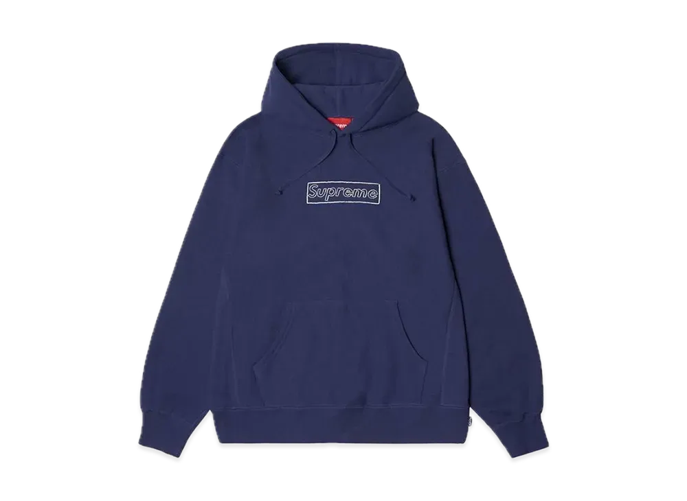 Supreme KAWS Chalk Logo Hooded Sweatshirt "Washed Navy"(2021)