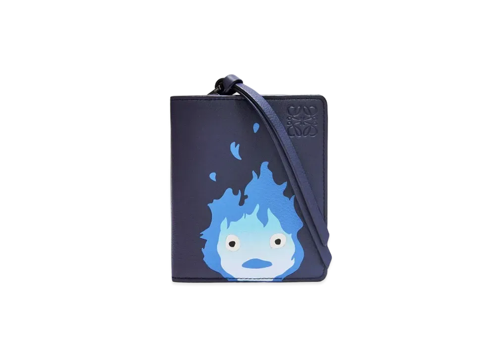 LOEWE x Howl's Moving Castle Calcifer Compact Zip Wallet In Classic Calfskin "Marine"