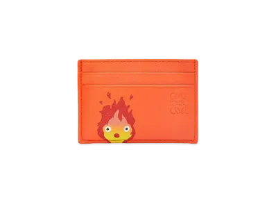 LOEWE x Howl's Moving Castle Calcifer Plain Cardholder In Classic Calfskin "Orange"